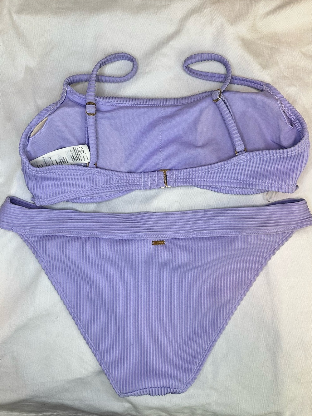 Hollister Ribbed Lavender Bikini Set Medium Two Piece Lilac Swimwear - Picture 2 of 5